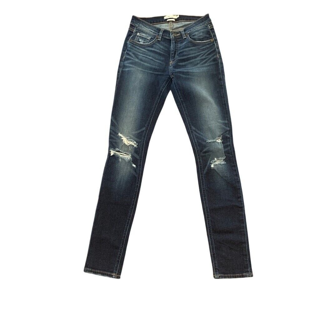MM Vintage‎ Skinny Jeans Distressed Dark Wash Denim Ripped Knee Size 25